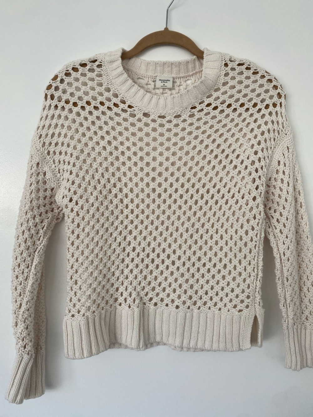 Abercrombie Open-Weave Scoopneck Sweater in Cream